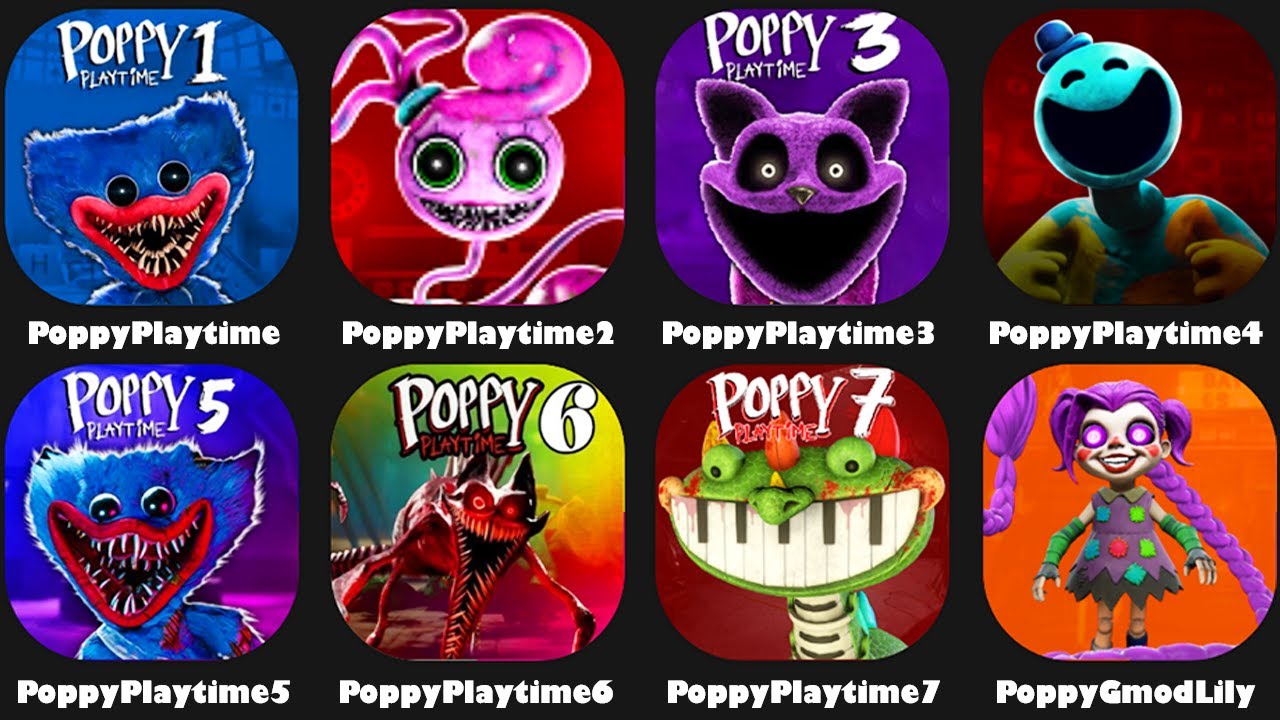 Poppy Playtime Chapter 0 to 7 New Bosses,Poppy Playtime Chapter 5 Mobile Fanmade Lilly Lovebraids,