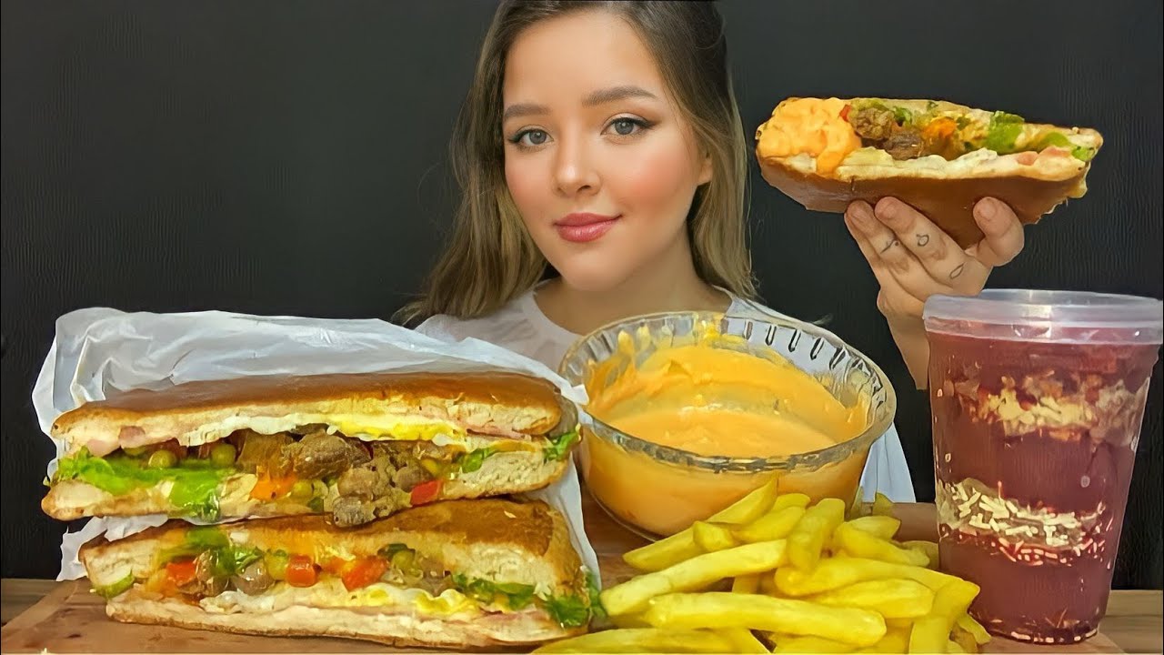 XIS - TUDO COM MOLHO DE QUEIJO, BATATA E AÇAÍ MUKBANG BR *ESPECIAL MEU ANIVERSÁRIO 🥳* | CAMILE ASMR