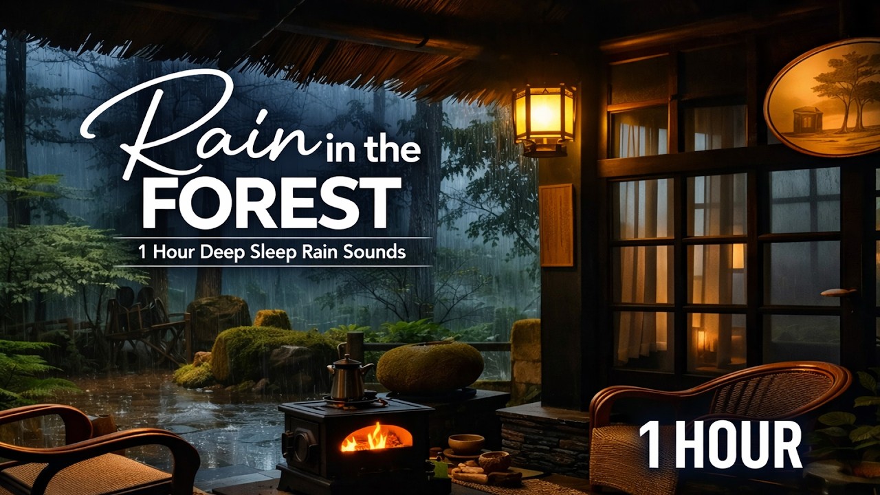 1 Hour Deep Sleep • Beautiful Forest Heavy Rain & Thunder at Night
