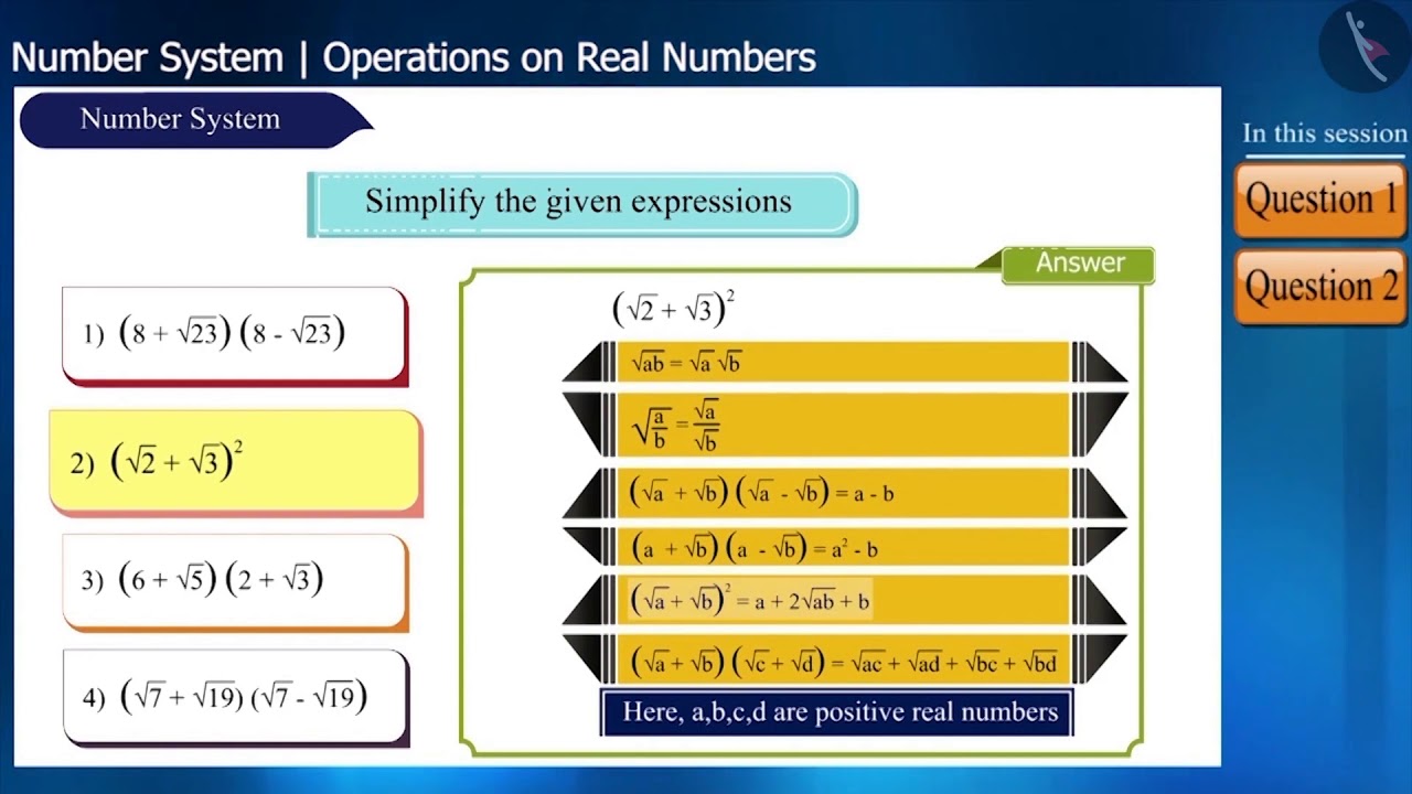 Operations on Real Numbers | Part 2/3 | English | Class 9
