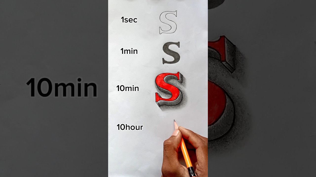 How to draw s letter in 3d 🤣 #shorts #art #drawing