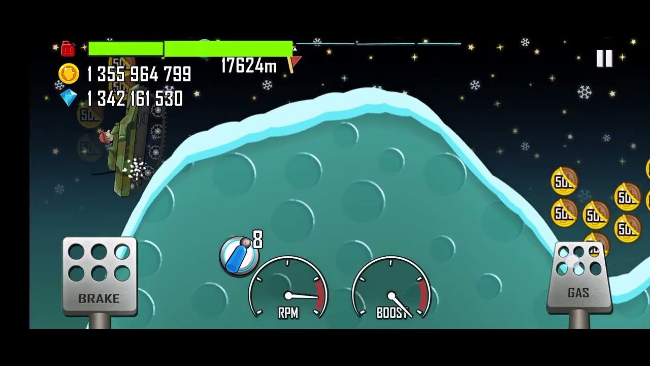 Hill climb racing game op. Christmas Ice tree level 17000m+with Tank #hillclimbracing #racing #game