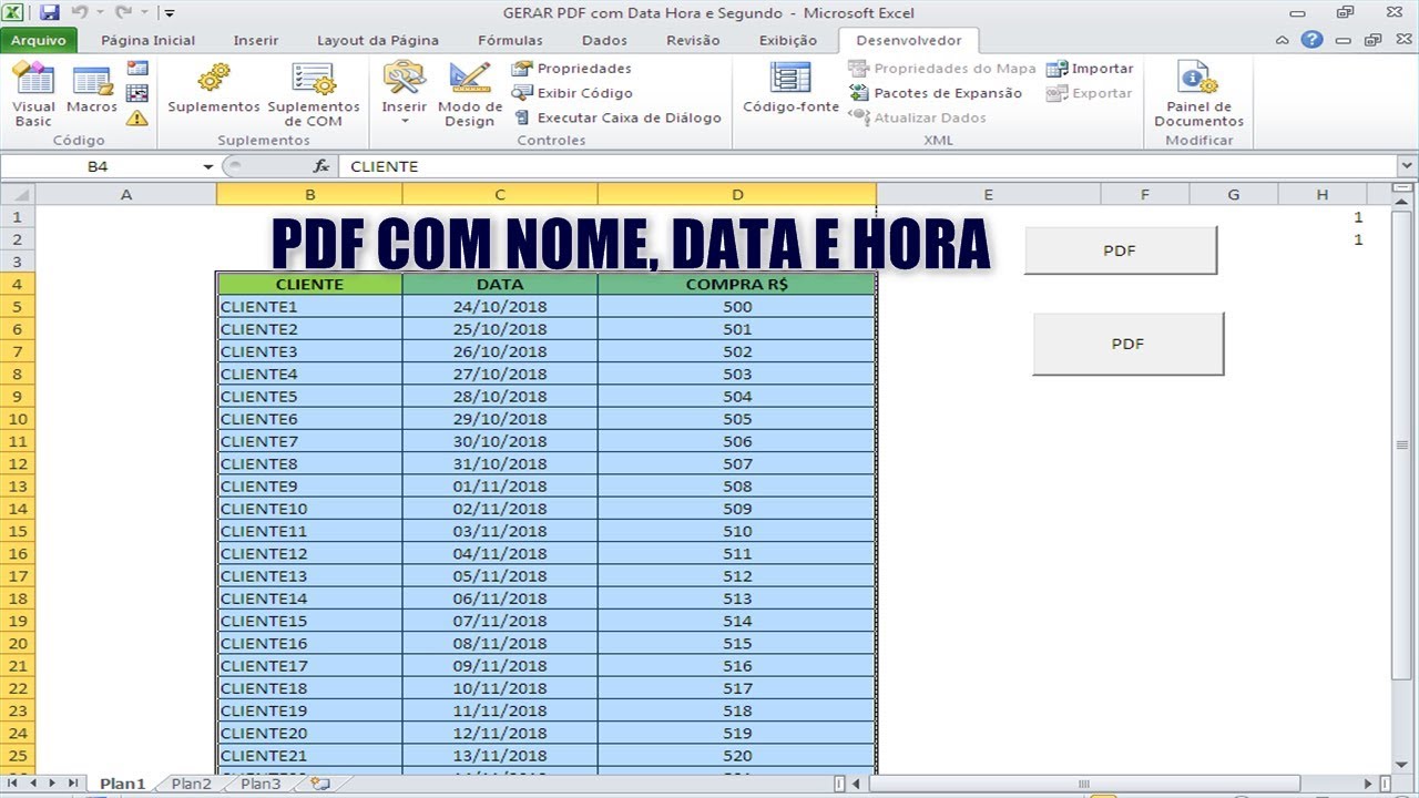 Salvar PDF Excel VBA com Data e Hora no Nome do ARQUIVO via Códigos