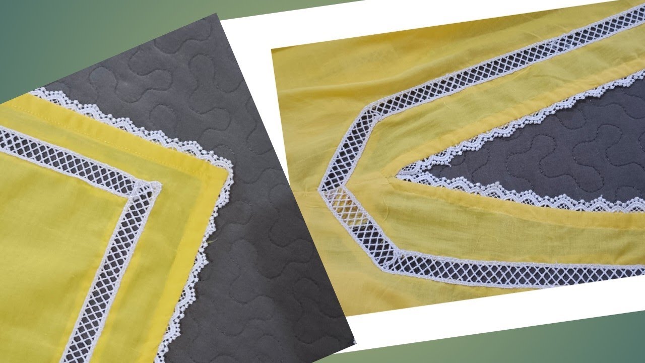 designer slite (chalk) design with joint lace underground lace daman design stitching