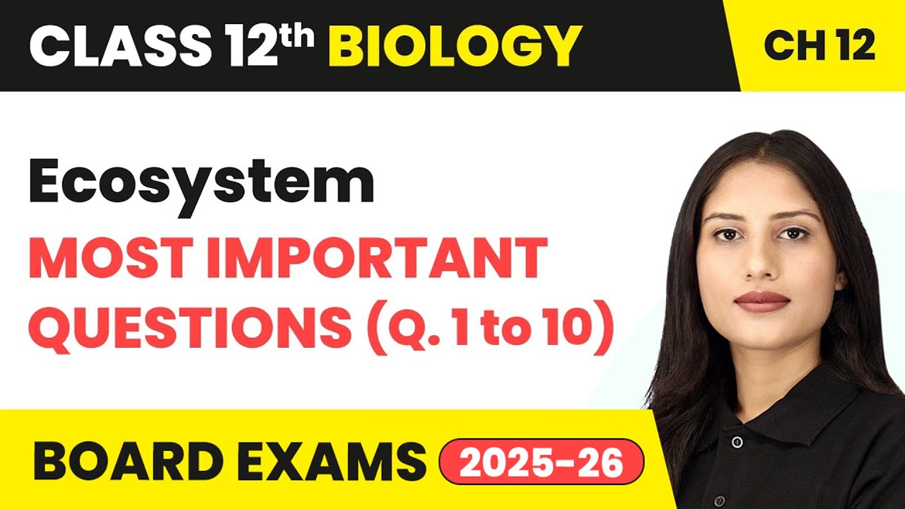 Ecosystem - Most Important Questions (Que. 1 to 10) | Class 12 Biology Chapter 12 | CBSE 2025-26