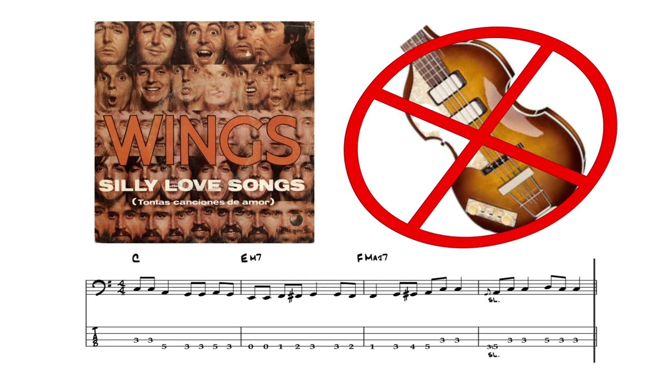 Wings & Paul McCartney - Silly Love Song (No Bass with Tab) Play Along Original Song
