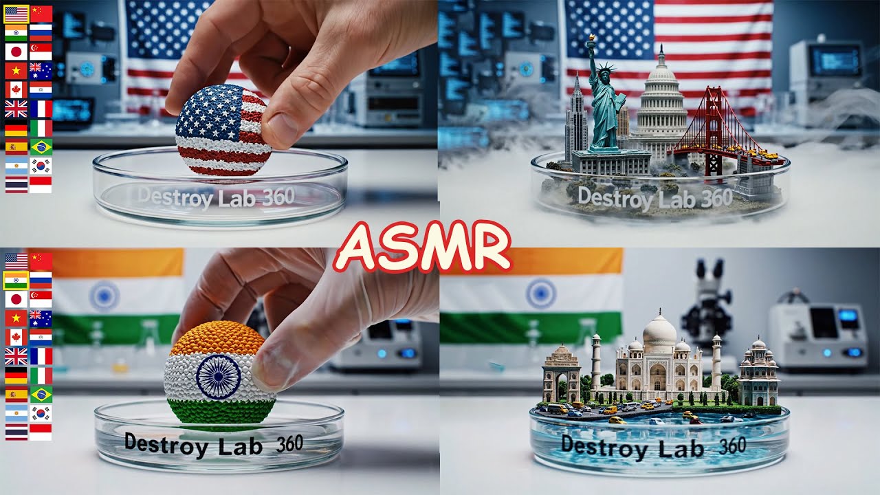 Satisfying National Flag Melting into Famous Landmarks! 🌍 ASMR Experiment