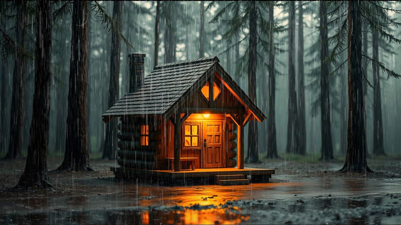 Peaceful Rain Night 🌧 Cabin Rain Sounds for Sleep