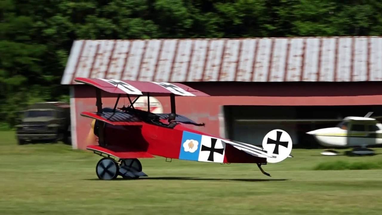 Fokker Dr. I triplane takes off at Old Rhinebeck Aerodrome unedited and stabilized