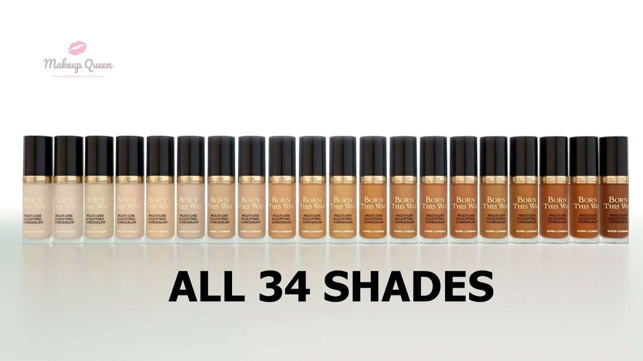 Все 34 оттенка консилера Too Faced Born This Way Super Coverage 2021