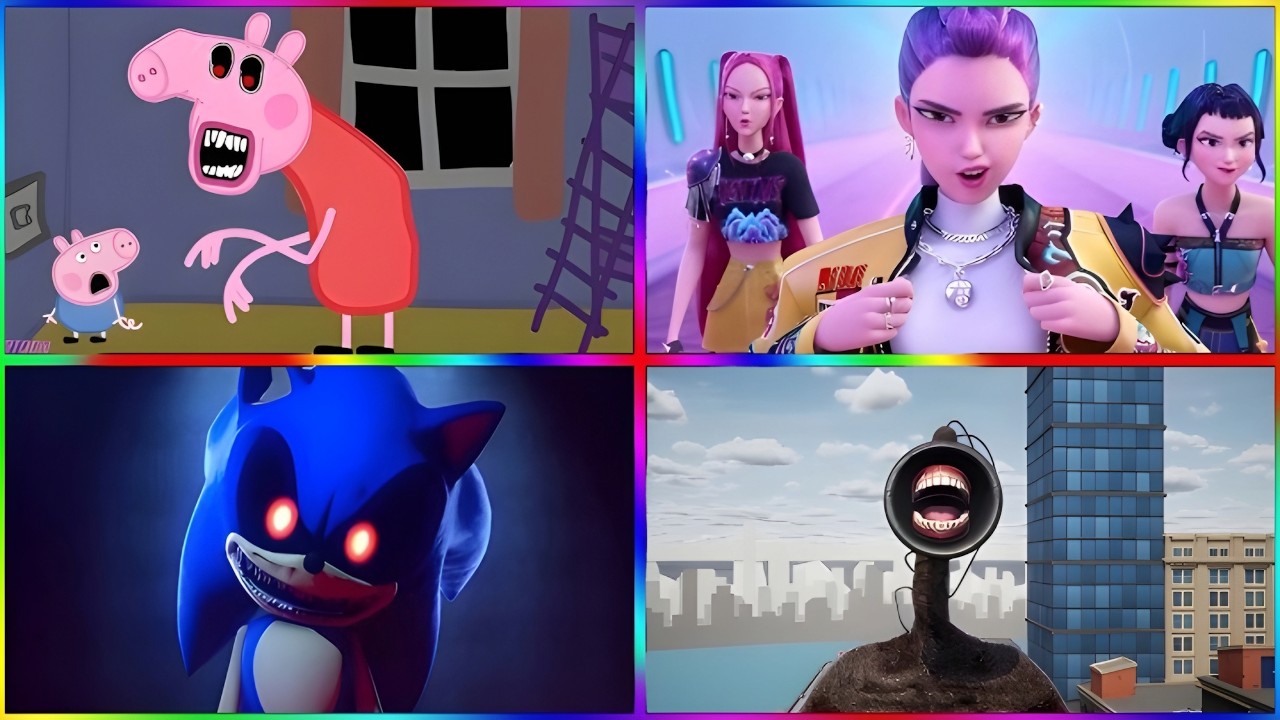 PEPPA PIG.EXE 🆚Siren Head 🆚Kpop demon hunter 🆚Sonic  🎶 Tiles Hop EDM Rush