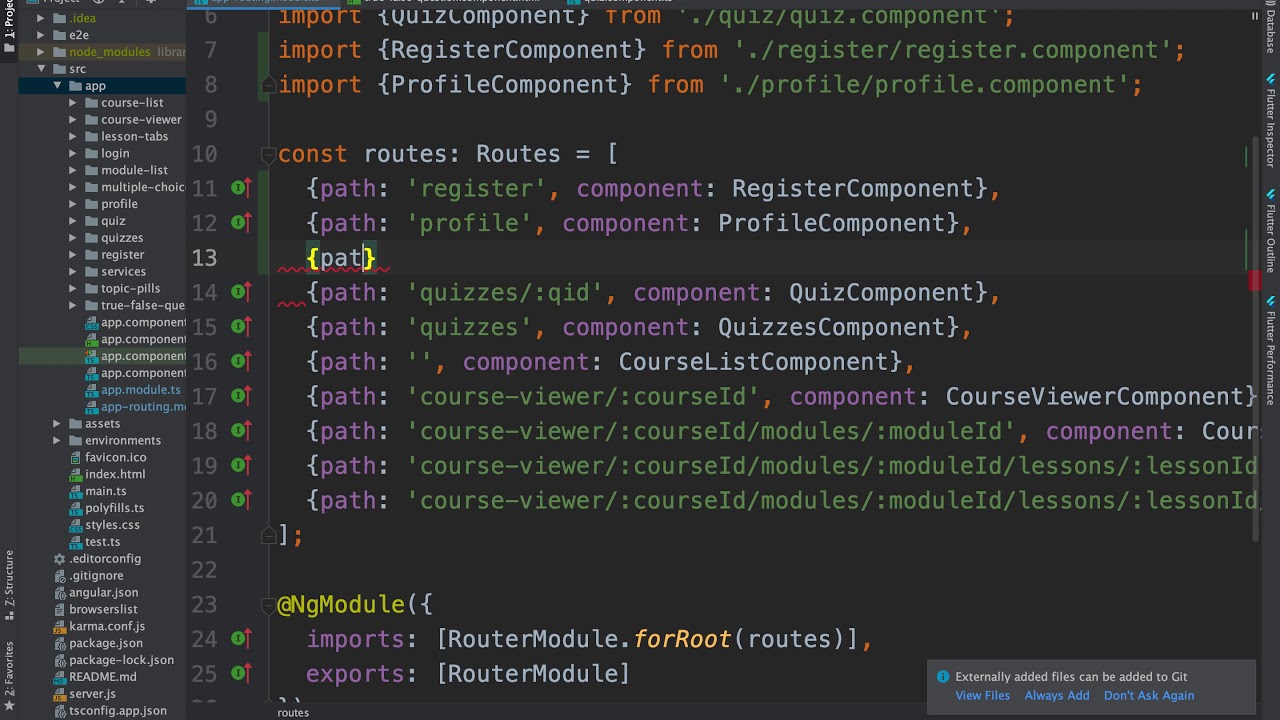 Configuring routing of Angular JS user login, register, profile components 1 of 2 cs5610o sp20 12303