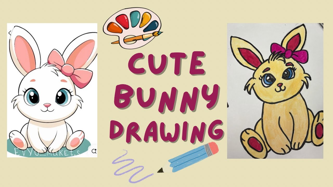 How to Draw a Cute Bunny | Easy Step by Step Drawing for Kids | Watercolor Art (Episode 3)