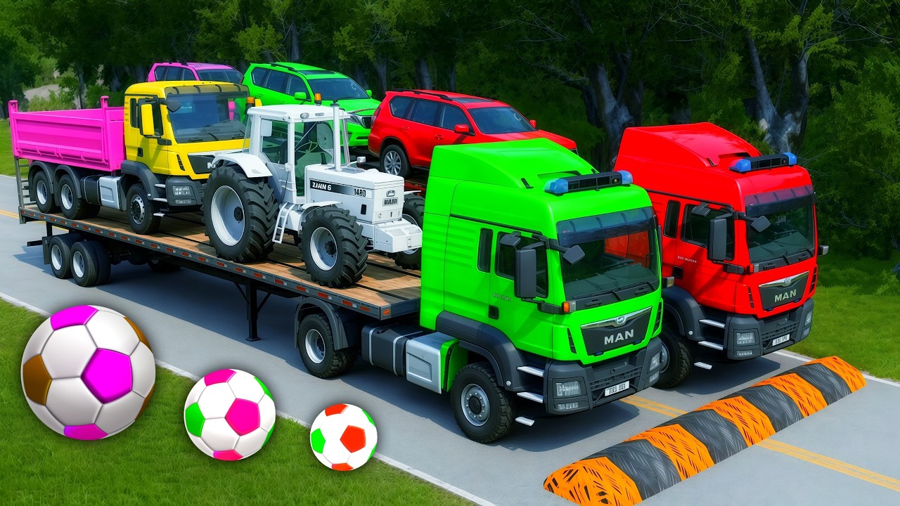 Flatbed Truck McQueen   Transportation with Truck   Pothole vs Car #37   BeamNG Drive