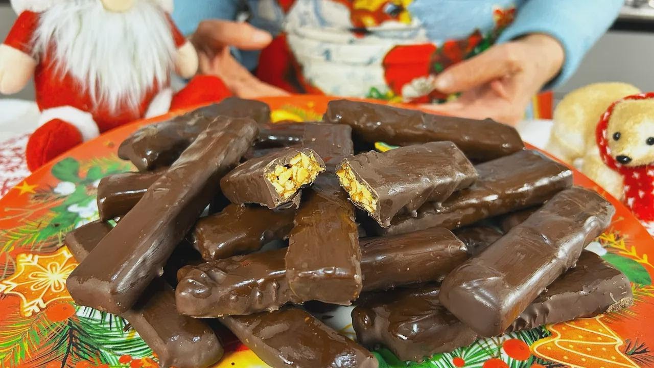 Barras crocantes de chocolate com avelã: só 3 ingredientes!