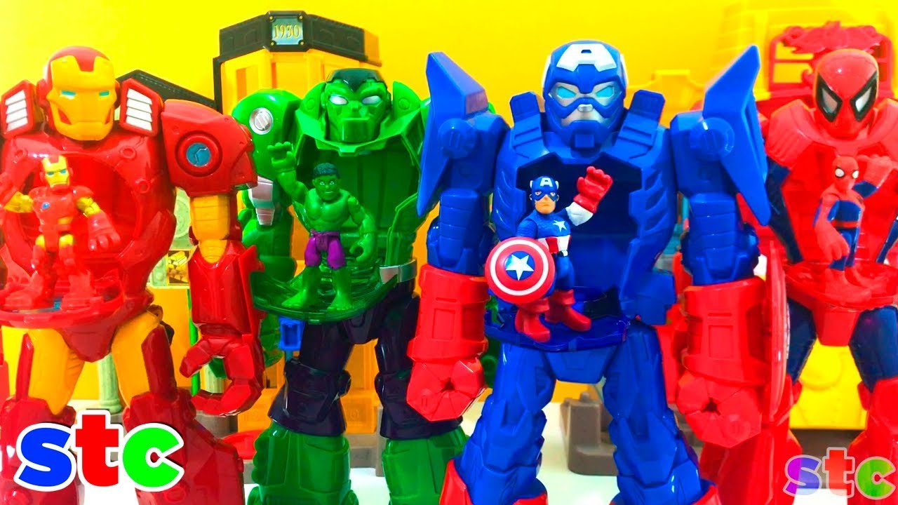 Playskool Heroes Mega Armadura Spiderman Hulk Iron Man y Capitan America