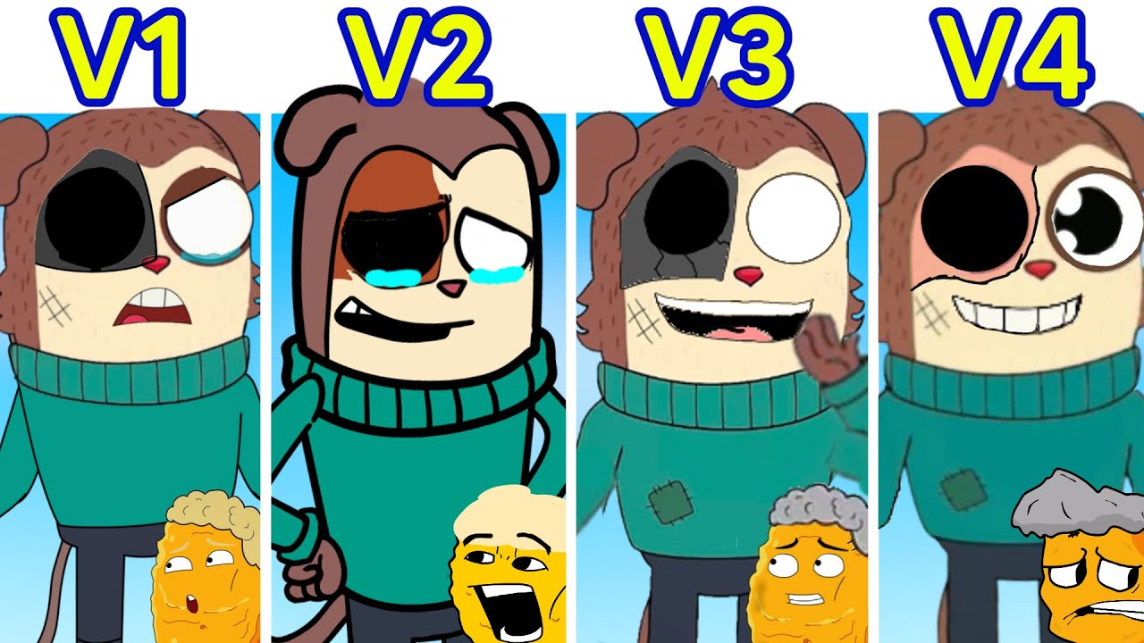 Friday Night Funkin' BEGARMLESS - V1 VS V2 VS V3 VS V4 (Max Vs Nugget)