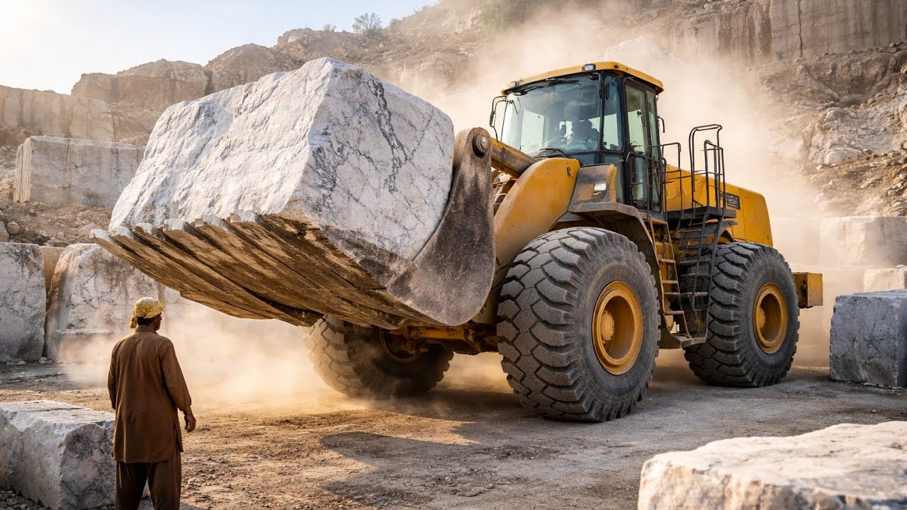 Amazing Loader Work | Heavy Equipment Skills in Marble Factory