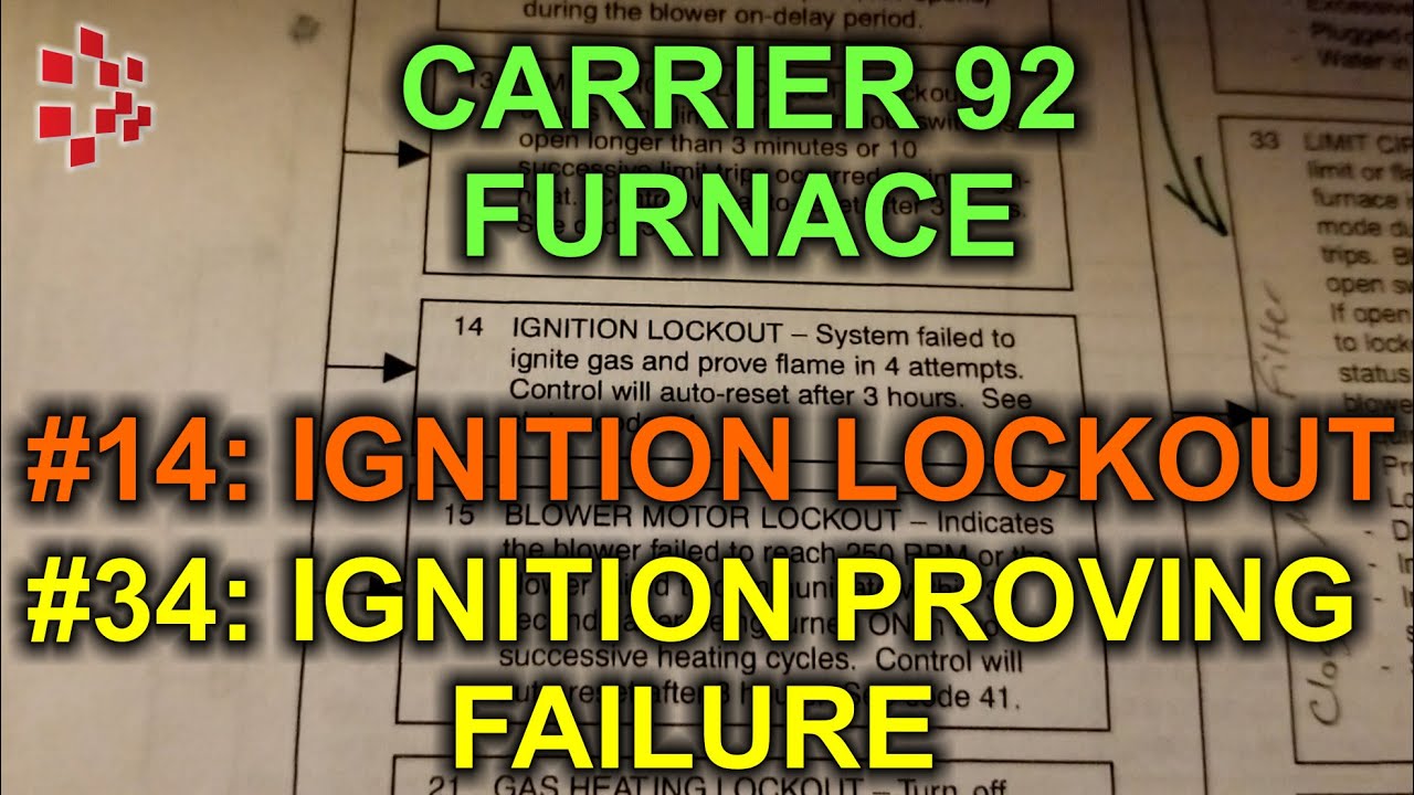 Код ошибки печи Carrier Comfort 92 № 14 и № 34, блокировка зажигания