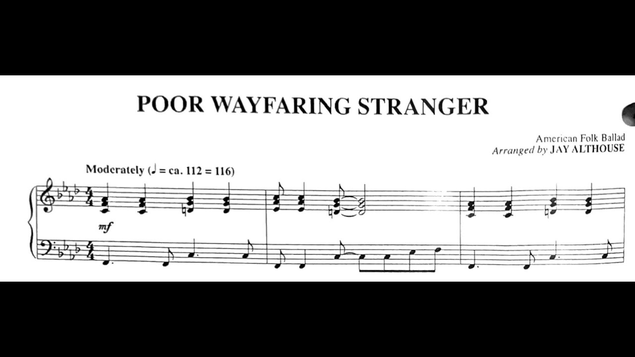 Poor Wayfaring Stranger (F Minor), Arranged by Jay Althouse, Piano Accompaniment