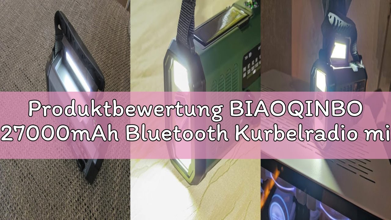 Produktbewertung BIAOQINBO 27000mAh Bluetooth Kurbelradio mit Handyladefunktion Solar, AM/FM Solar R