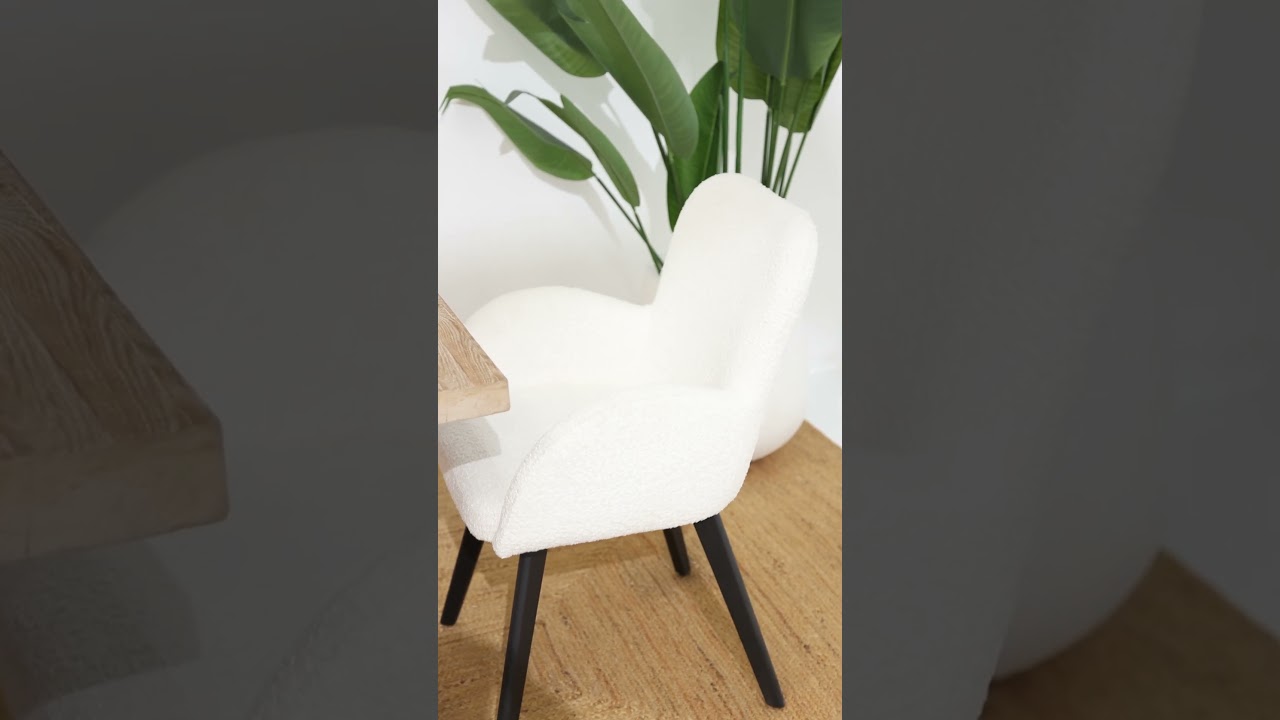 Brisbane Boucle Dining Armchair, White & Black  