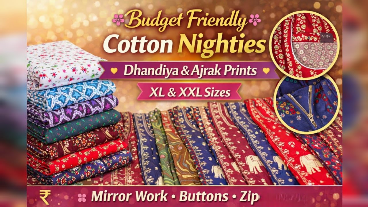 Best Budget Cotton Nighties💖Dhandiya Neck/Frock cum Nighty/Embroidery | XL, XXL #nightycollection