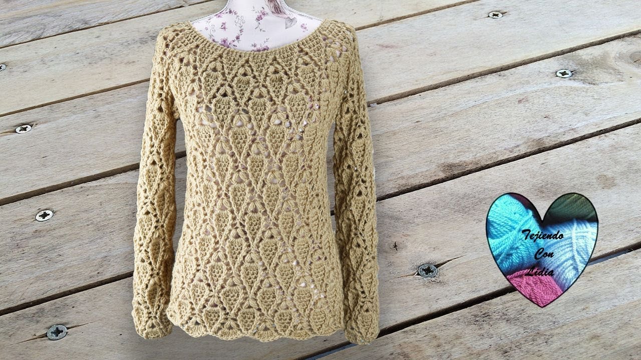 Jersey hojitas en relieve Crochet 