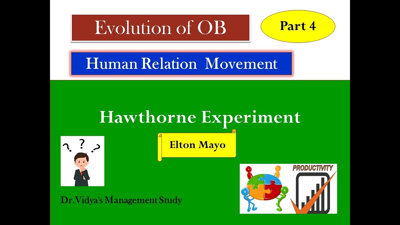 Hawthrone Experiment  by Elton Mayo ll Human relation approach ll OB evolution part 4