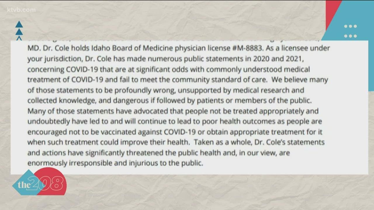 Idaho medical leaders ask state Board of Medicine to investigate Dr. Ryan Cole