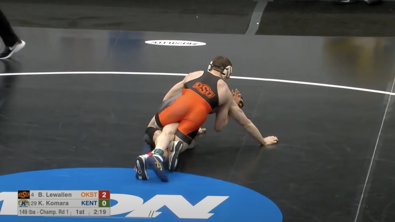 149lbs Boo Lewallen (Oklahoma State) fall Kody Komara (Kent State)