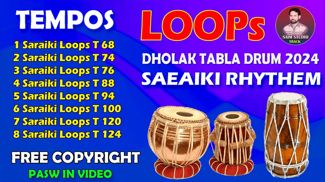 Tabla Dholak Drum Loops | Chichka Saraiki Loops | New Saraiki Rhythm Loops 2024 | Saim Studio Track