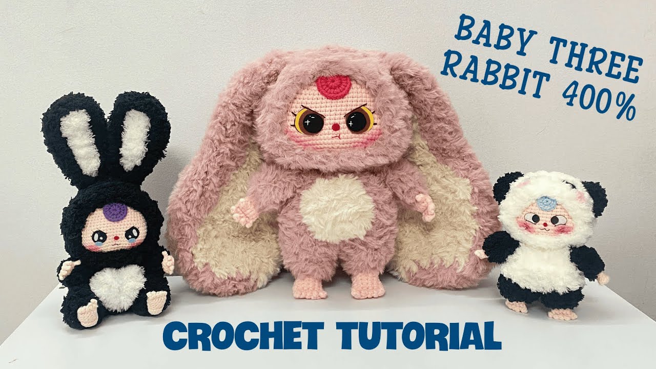 MÓC LEN BABY THREE RABBIT 400% (30cm) - Baby Three 400% Rabbit Crochet Tutorial - Nhe Huynh Handmade