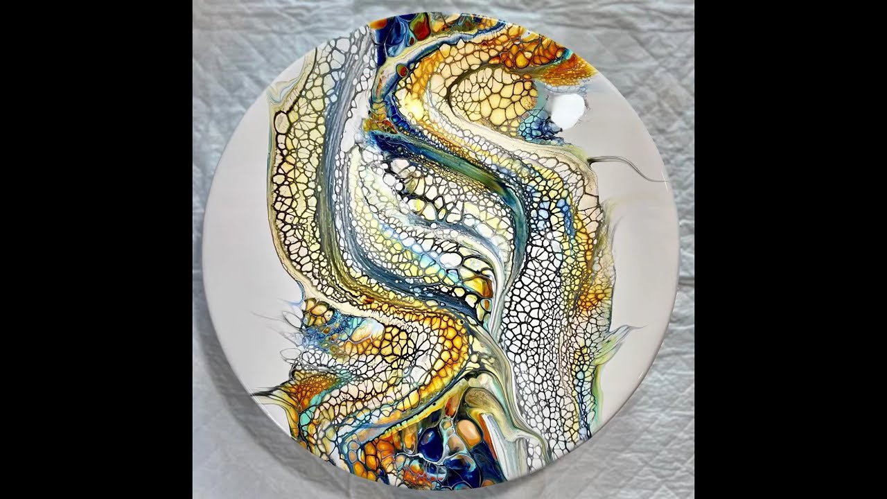 196b. Bloom Swipe on Lazy Susan, Acrylic Painting Tutorial, Fluid Art for Beginners, Paint Pouring