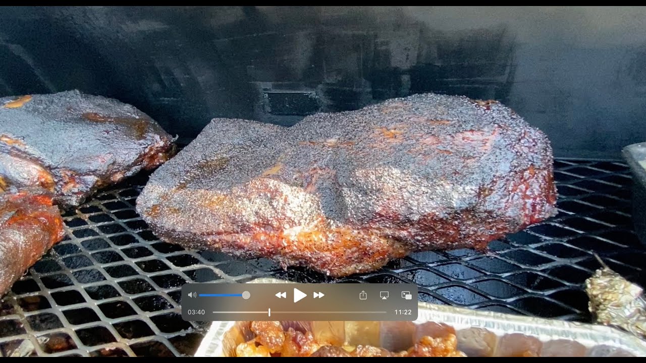 Old Country Brazos brisket cook with heat baffle mod
