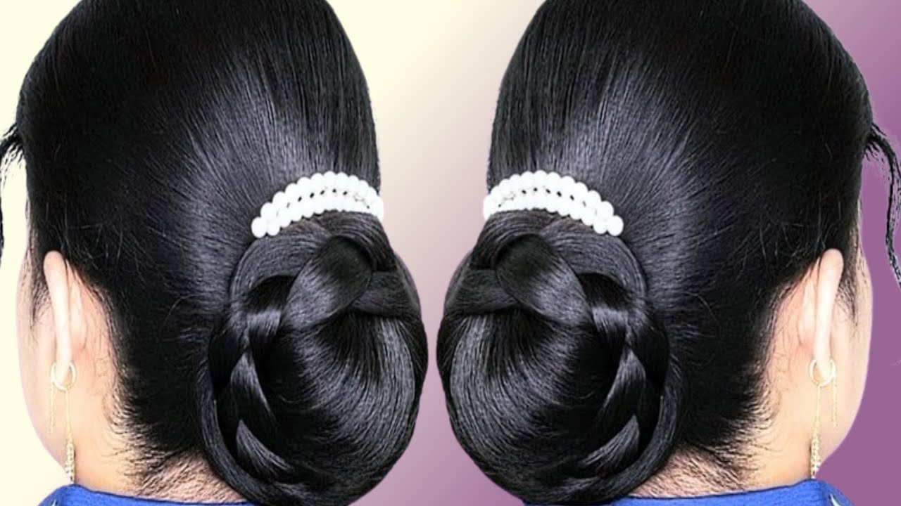 Simple Updo Hairstyles With रबर बैंड F Medium Curly Hair_Girl Hairstyle Easy& Beautiful 