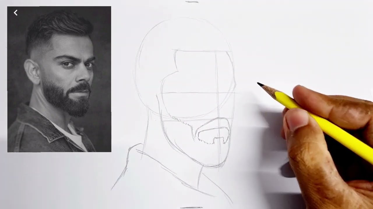 How to draw Virat Kohli Face step by step // Easy Virat Kohli drawing