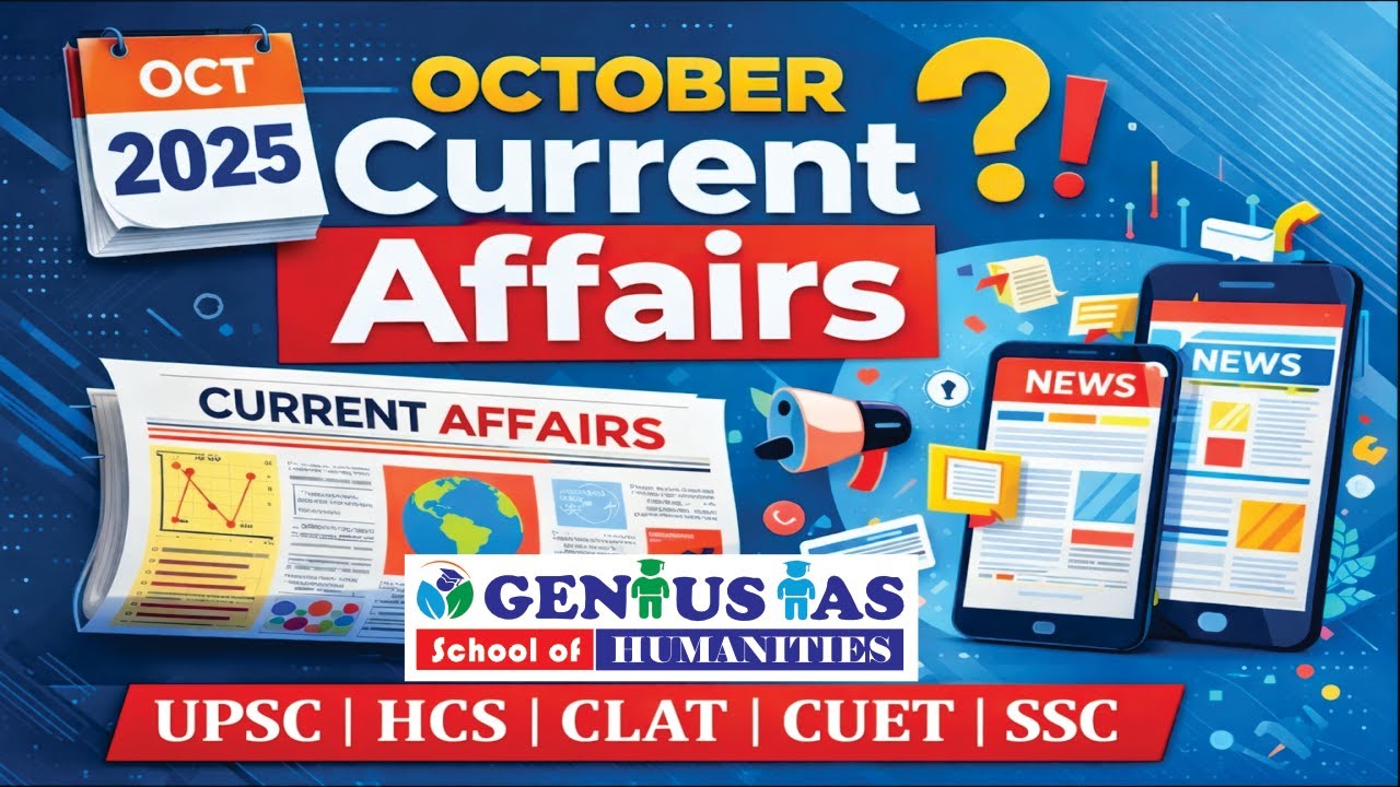 📌 Current Affairs October 2025 | UPSC | HCS | CLAT | SSC | Complete Monthly Analysis