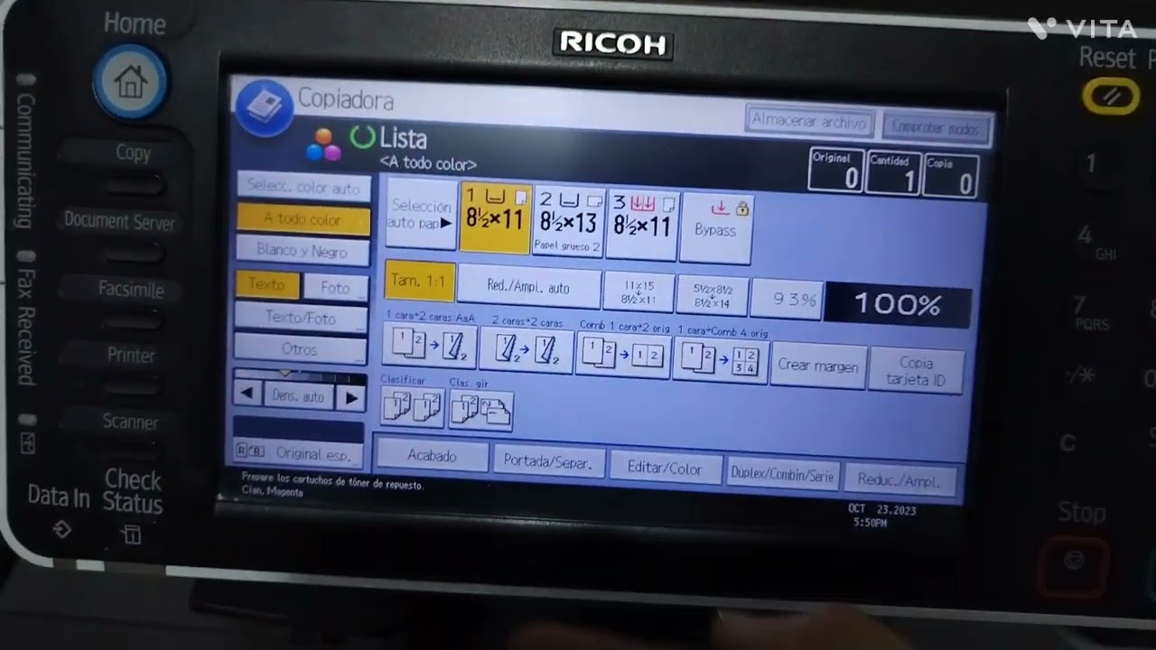 como configurar el inicio de copiado en una impresora ricoh