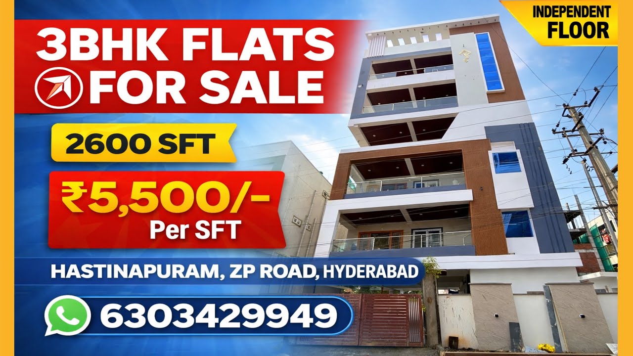 Independent Floor | 3BHK Flats For Sale | @ ₹5,500/Sft | Hastinapuram,Zp Road, Hyderabad, 6303429949