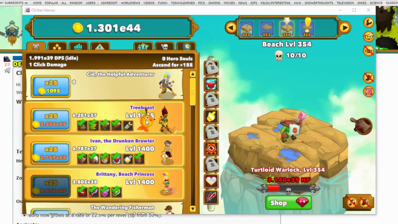 First ascension on 0-clicks idle only build. Clicker Heroes 1.0e11 idle buff