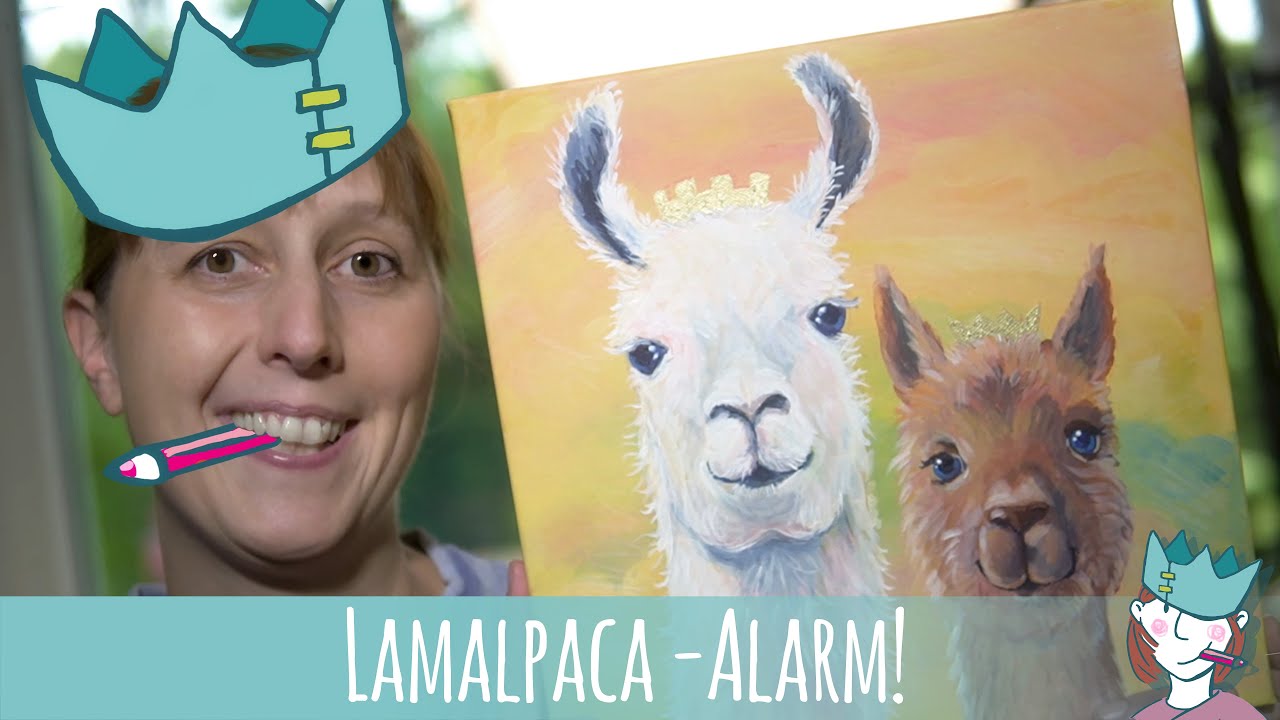 Lama und Alpaka malen als Zeitraffer in Acryl / Speedpainting - Reihe "Fauna Royal"