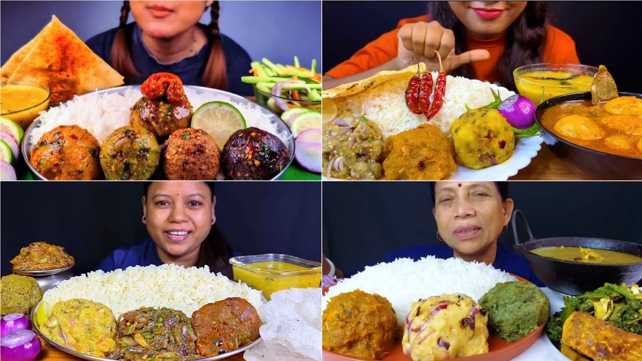 Asmr Eating 🔥🌶 Different Types of Bharta with Dal Rice Fish Fry Egg Curry 😋 Mukbang Compilation 