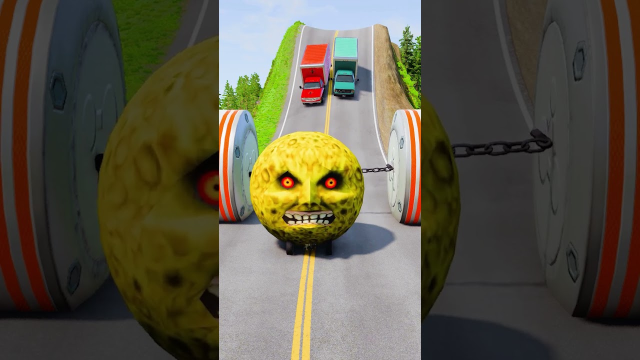 Cars & Cargo Vans vs Chained Hydraulic Crush - BeamNG.drive