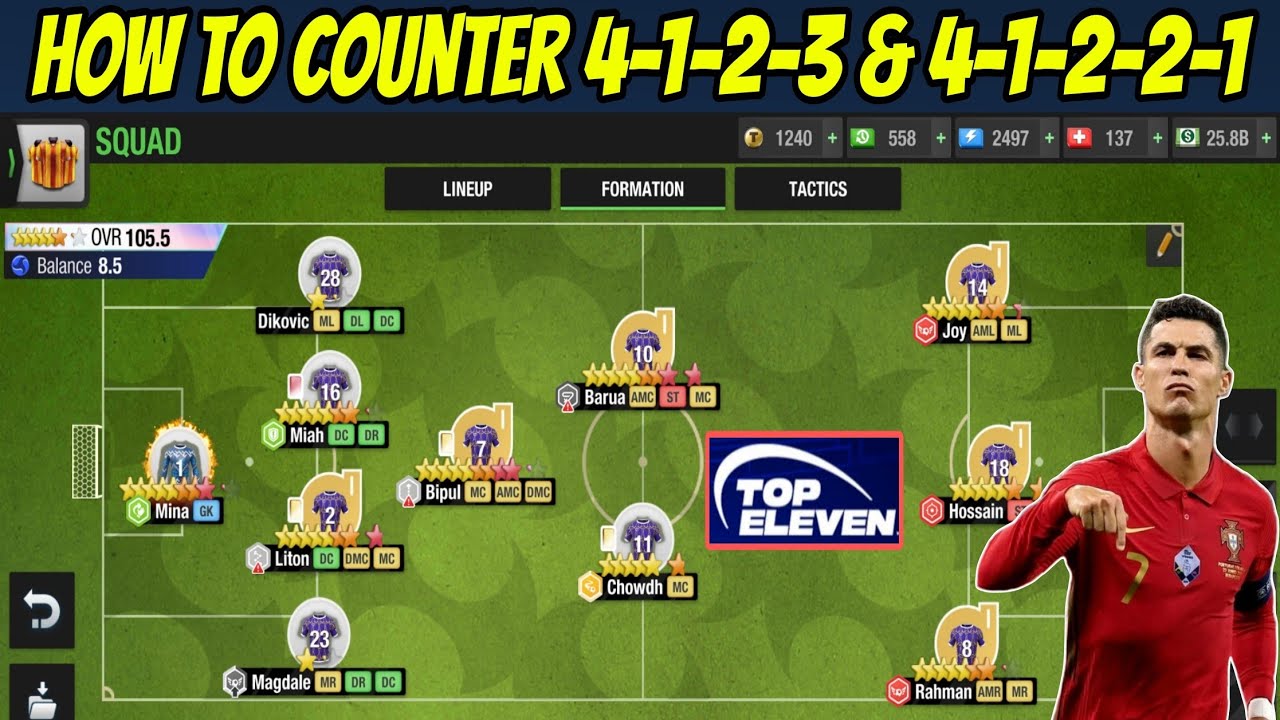How to Counter 4-1-2-3 & 4-1-2-2-1 Formations in Top Eleven 2025