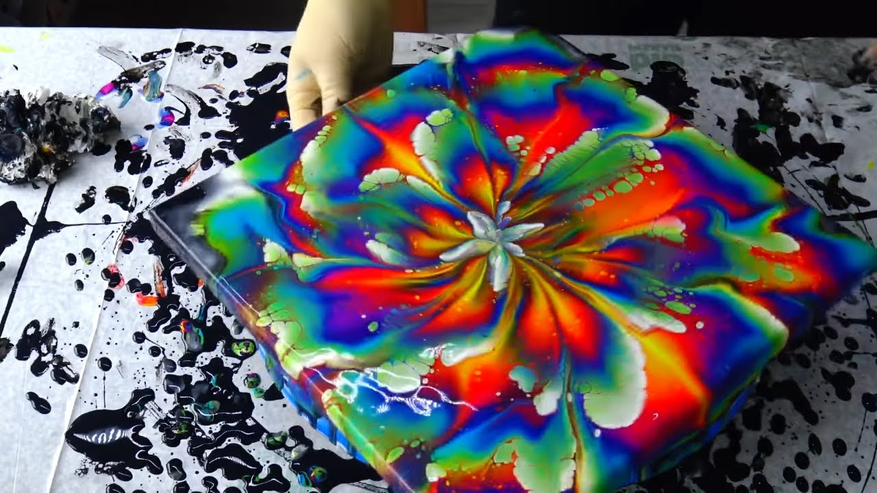 (373) 🌈 SPIN ART~ RAINBOW reverse flower dip ~ MUST SEE!! ~ Acrylic pour painting ~ Paint #WithMe