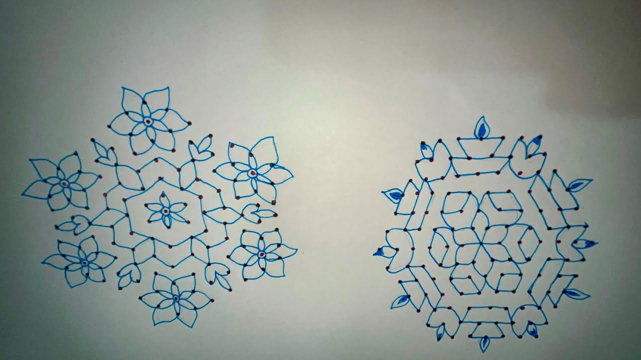 Easy 13-7 dots rangoli designs 
