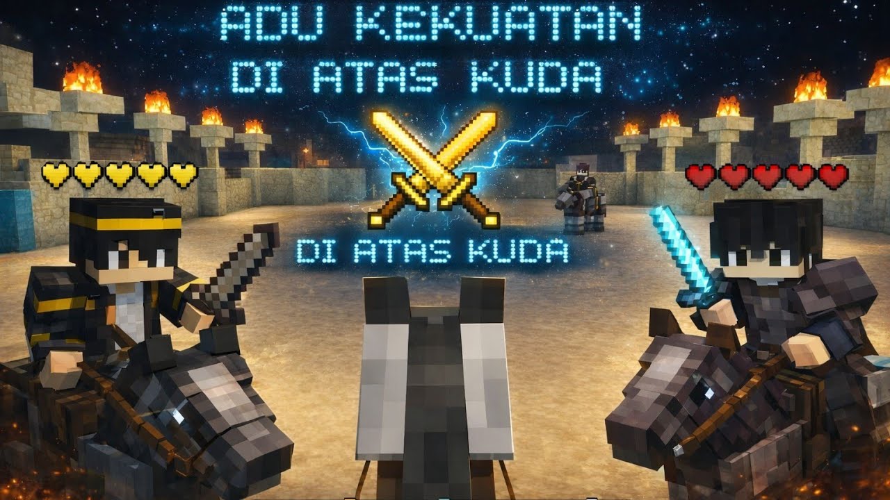 Aku perang di minecraft pakai kuda | Minecraft Indonesia