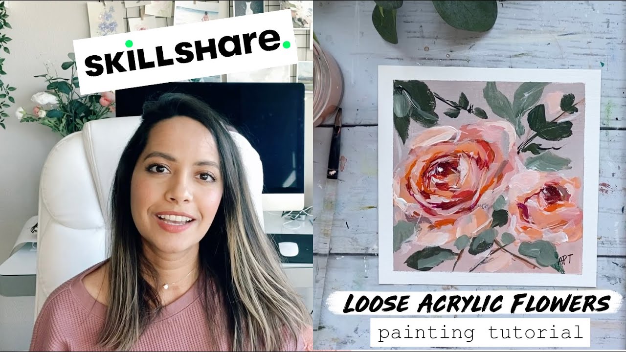 Abstract Flowers | How to Paint a Rose | Acrylic Painting Tutorial | SKILLSHARE