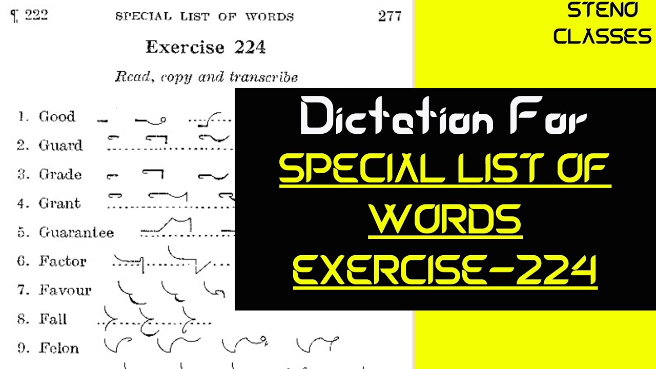 Special List of Words Exercise 224 | Pitman Shorthand (English) | 2021